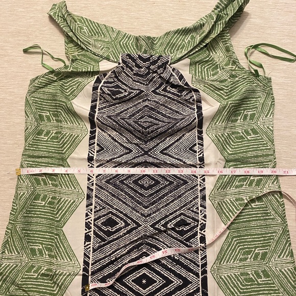 Banana Republic 100% Silk Green and Black Sleeveless Dress Size Large - Picture 6 of 8